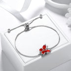 January Birthstone Jewelry Set Red Butterfly Garnet Fine Necklace/Earrings/Ring/Bracelet Sterling Silver Women Xmas Birthday Mother'S Day Gifts