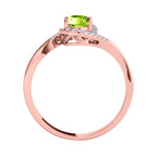 Engagement Rings for Women 1.00 Carat Oval Shape Peridot & round White Diamond Gemstone Ring Prong-Setting 14K Rose Gold