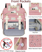 Backpack for Women,Wide Open Work Large Student Bookbag for 15.6 Inch Laptop,Doctor Teacher Nurse College School Travel Bag,Water Resistant Laptop Bookbag Computer Back Pack Pink