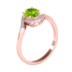 Engagement Rings for Women 1.00 Carat Oval Shape Peridot & round White Diamond Gemstone Ring Prong-Setting 14K Rose Gold
