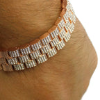 Men'S "Hour Marks" Iced Rose Gold Plated 8" Watch & Bracelet Simulated CZ Set