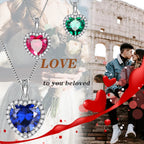 May Birthstone Necklace Women Green Heart Necklace Emerald Crystal CZ 925 Sterling Silver Pendant Jewelry Birthday Mother'S Day Gift