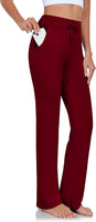 Womens Yoga Pants with Pockets Straight-Leg Loose Comfy Modal Drawstring Lounge Running Long Active Casual Sweatpants