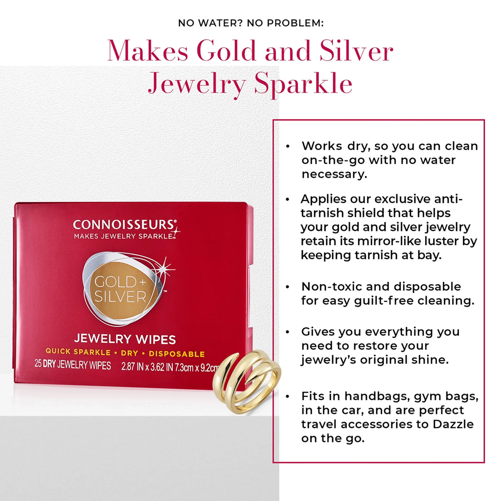 Jewelry Cleaning Wipes, Gold & Silver, 25 Count