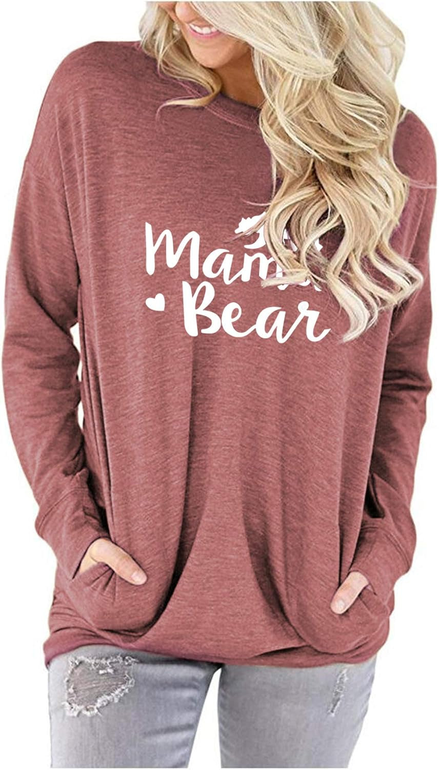 Womens Crewneck Sweatshirt Casual Loose Fit Tops Long Sleeve Shirts