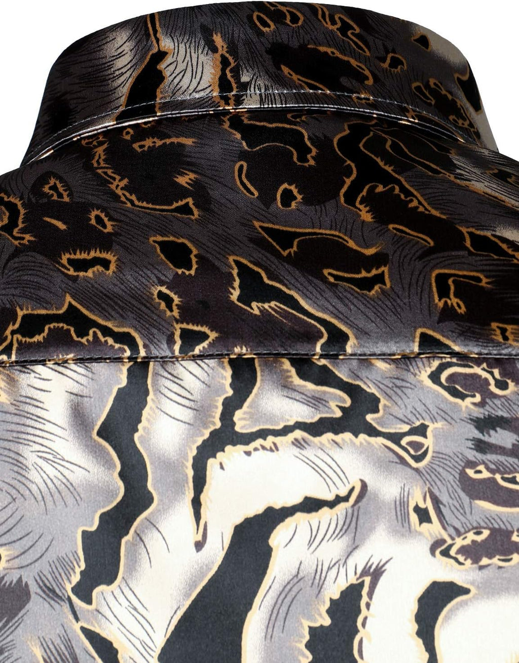 Men'S Printed Design Satin Button up Dress Shirt