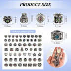 TOAOB 60Pcs Assorted European Beads Large Hole Spacer Beads Antique Silver Rhinestone Charms Supplies for Bracelet Necklace Jewelry Making