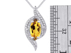 Necklace Sterling Silver 925 Designer Necklace Marquise Gemstone & Diamonds Pendant 18" Chain 10X5MM Citrine November Birthstone Womens Jewelry Silver Necklace
