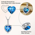 December Synthetic Turquoise Birthstone Necklaces Women Pure 925 Sterling Silver Love Heart Pendant Wedding Graduation Gifts for Wife Mom Daughter