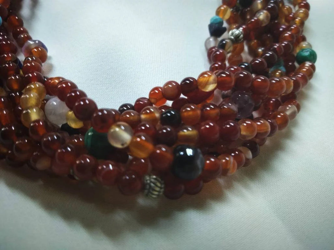 Morocco - Magnificent Multi-Strand Gemstone Necklace, Berber Necklace, Ethnic, Evening Necklace, Agate Necklace, Boho Necklace.