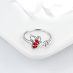 January Birthstone Jewelry Set Red Butterfly Garnet Fine Necklace/Earrings/Ring/Bracelet Sterling Silver Women Xmas Birthday Mother'S Day Gifts