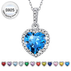 December Synthetic Turquoise Birthstone Necklaces Women Pure 925 Sterling Silver Love Heart Pendant Wedding Graduation Gifts for Wife Mom Daughter