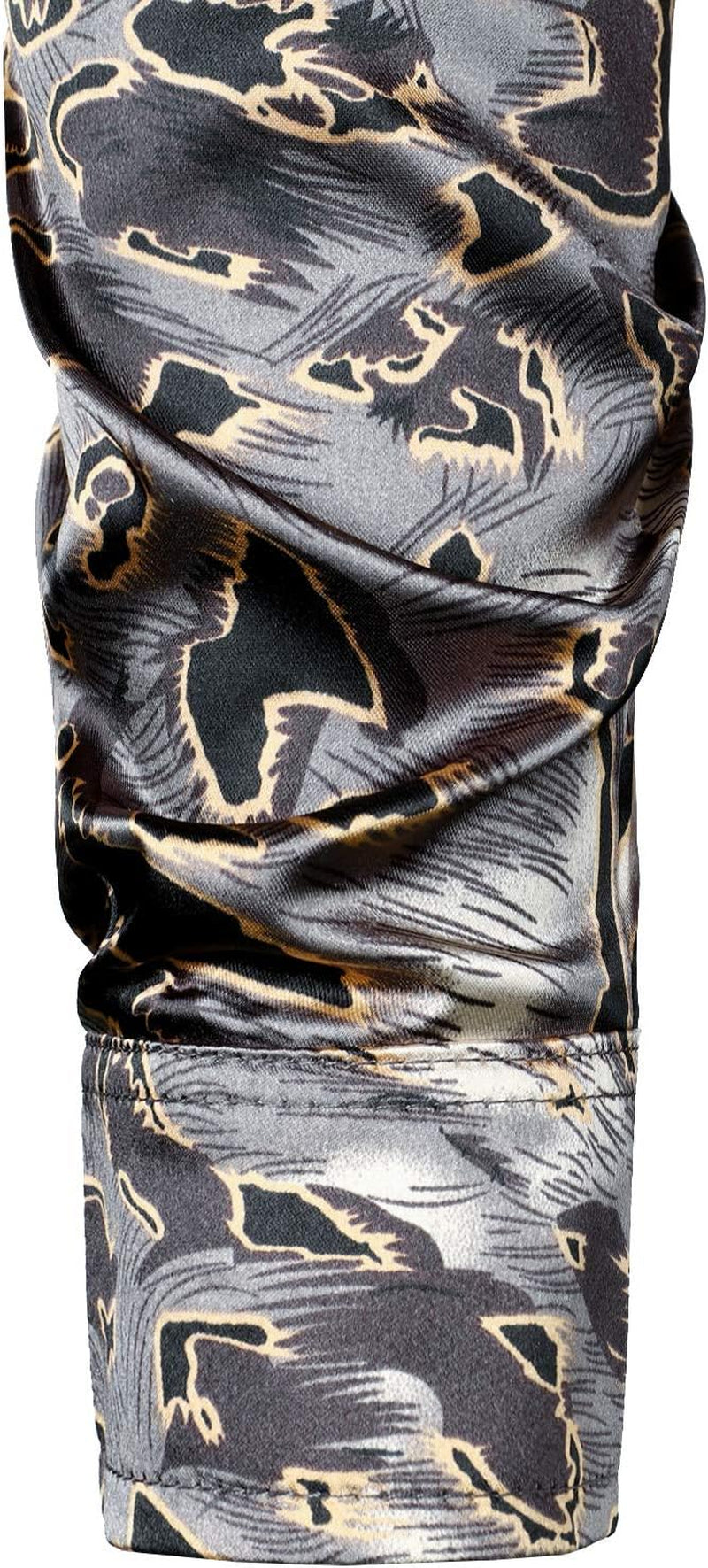 Men'S Printed Design Satin Button up Dress Shirt