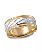 Men'S 14K Gold and 14K White Gold Ring, Spiral Dome Band