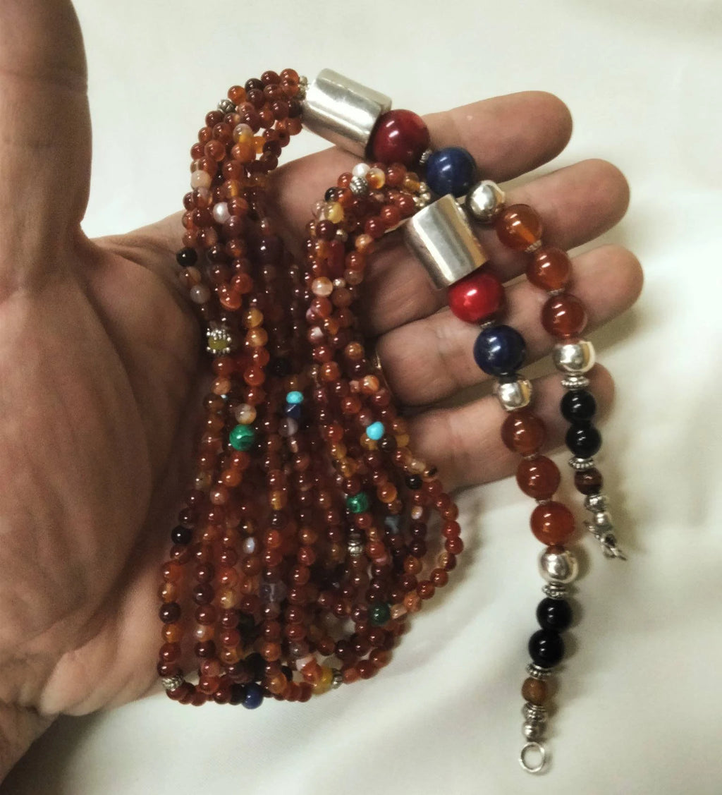 Morocco - Magnificent Multi-Strand Gemstone Necklace, Berber Necklace, Ethnic, Evening Necklace, Agate Necklace, Boho Necklace.