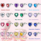 Pink Heart Earrings Women October Birthstone Earrings Tourmaline CZ 925 Sterling Silver Stud Earrings Crystal Jewelry Birthday Mother'S Day Gifts