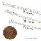 925 Sterling Silver Figaro Link Anklet Stamped .925 Italy All Sizes