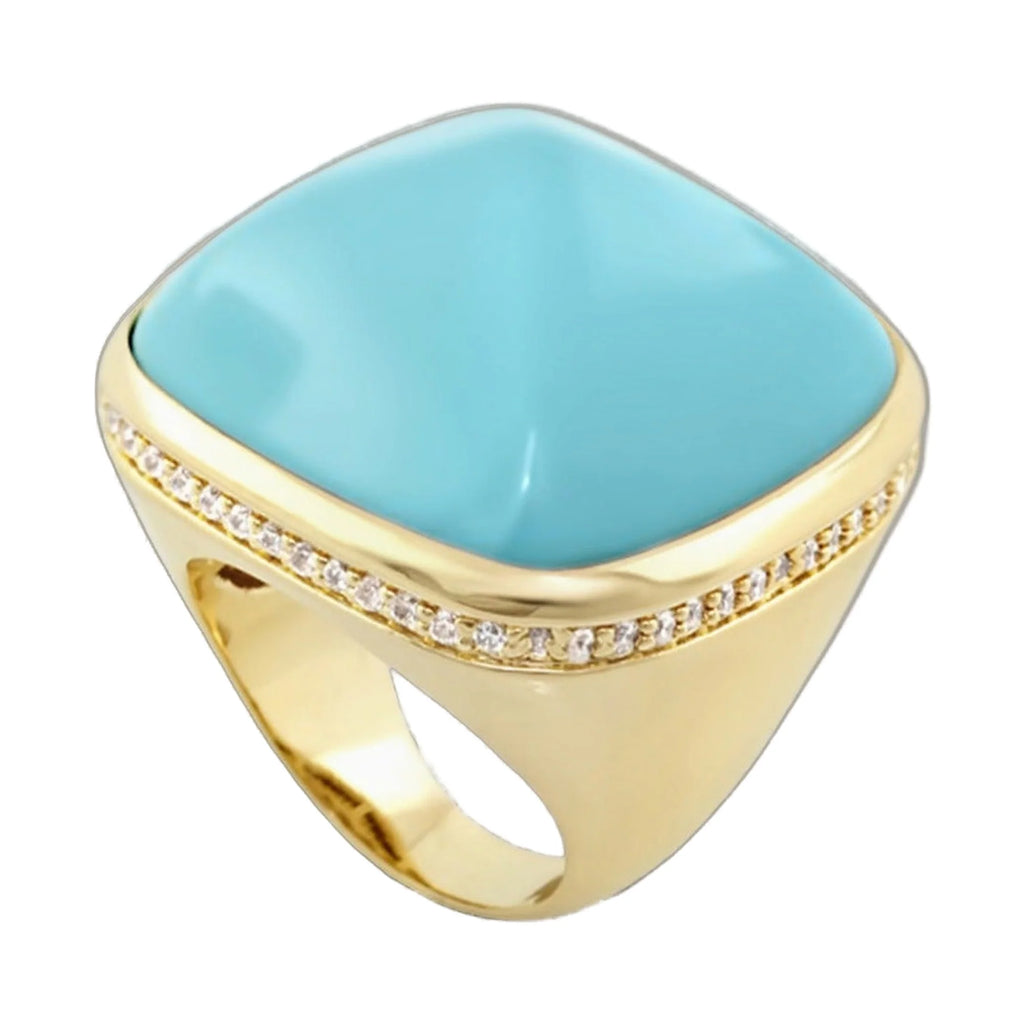 Chunky Town Ring — Pavé-Trim Cushion