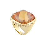 Chunky Town Ring — Pavé-Trim Cushion