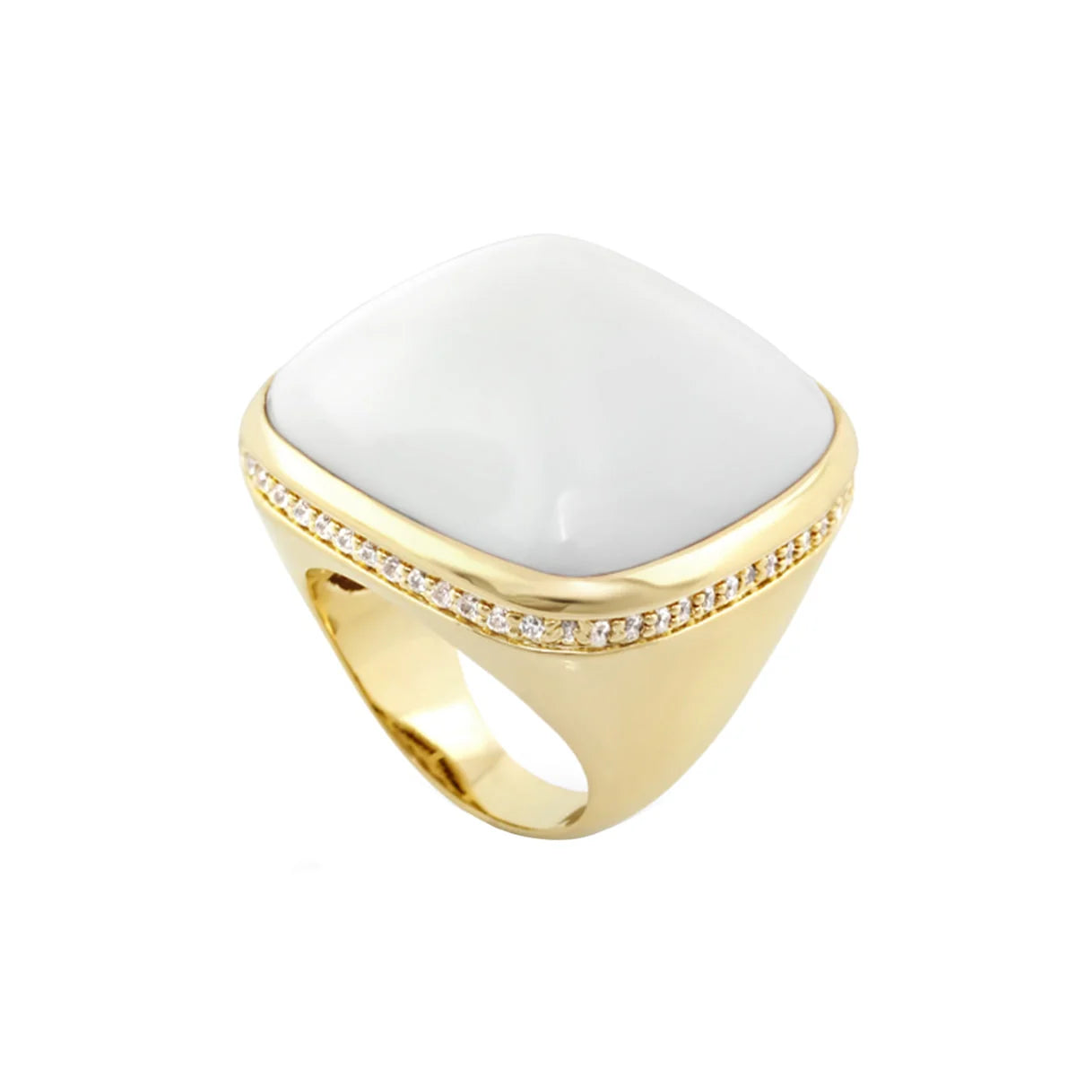 Chunky Town Ring — Pavé-Trim Cushion