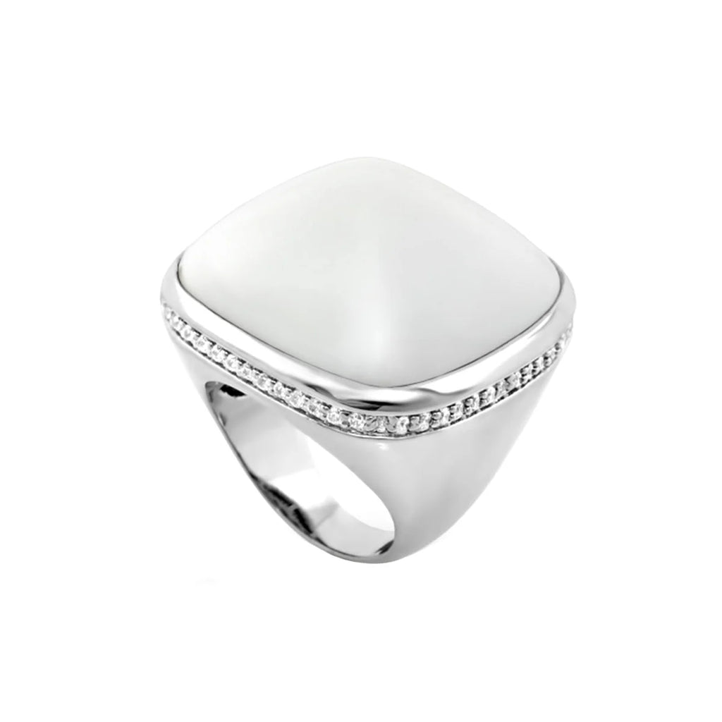 Chunky Town Ring — Pavé-Trim Cushion