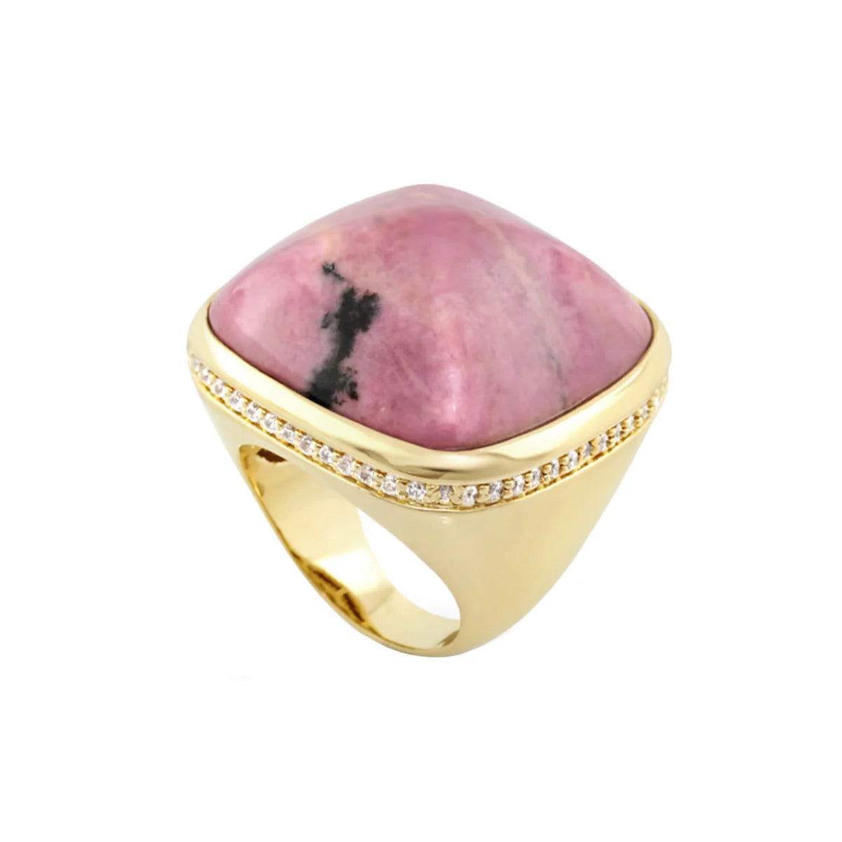 Chunky Town Ring — Pavé-Trim Cushion