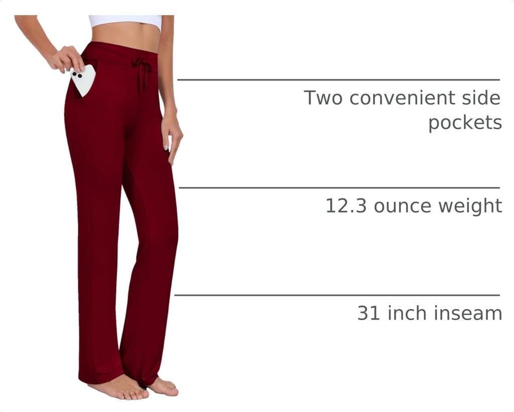 Womens Yoga Pants with Pockets Straight-Leg Loose Comfy Modal Drawstring Lounge Running Long Active Casual Sweatpants