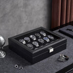 Watch Box Organizer, 18 Slot Watch Display Case, Allblack