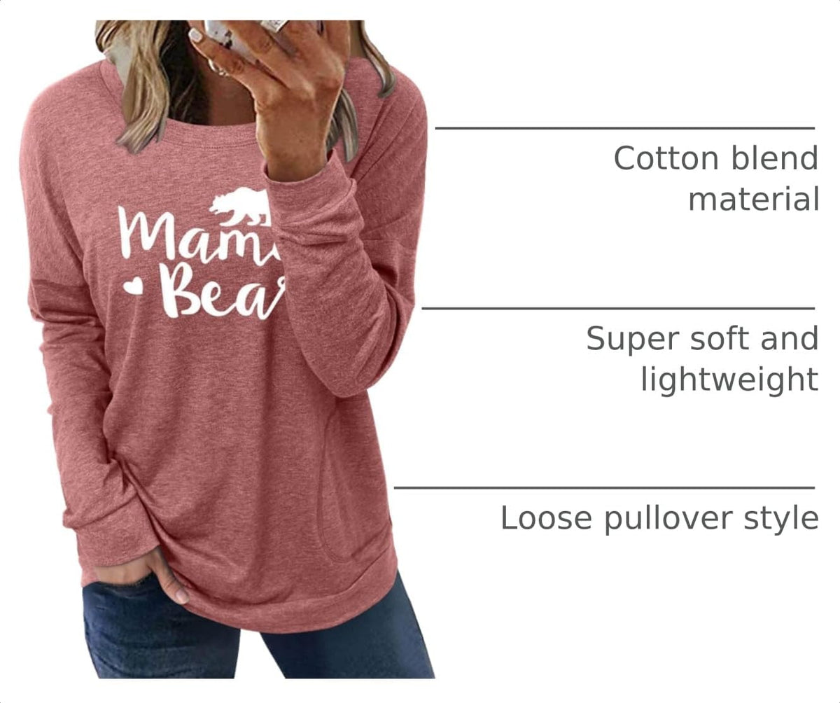 Womens Crewneck Sweatshirt Casual Loose Fit Tops Long Sleeve Shirts
