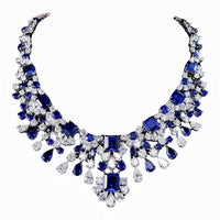 ZOCA Luxury Paraiba Necklaces for Women Genuine 925 Silver Jewelry Women'S Accessories Bride Wedding Bridal Accessories Brides