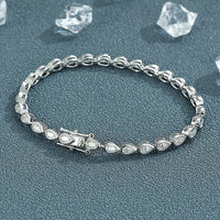 Certified 0.2Carat Waterdrop Moissanite Tennis Bracelets Bezel Set 925 Sterling Silver Pear Cut Diamond Bracelet for Women