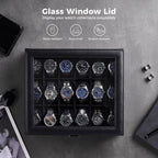 Watch Box Organizer, 18 Slot Watch Display Case, Allblack