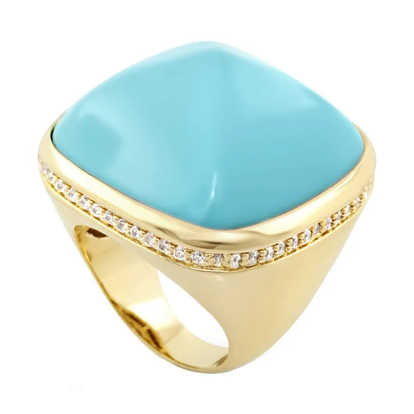 Chunky Town Ring — Pavé-Trim Cushion