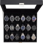 Watch Box Organizer, 18 Slot Watch Display Case, Allblack