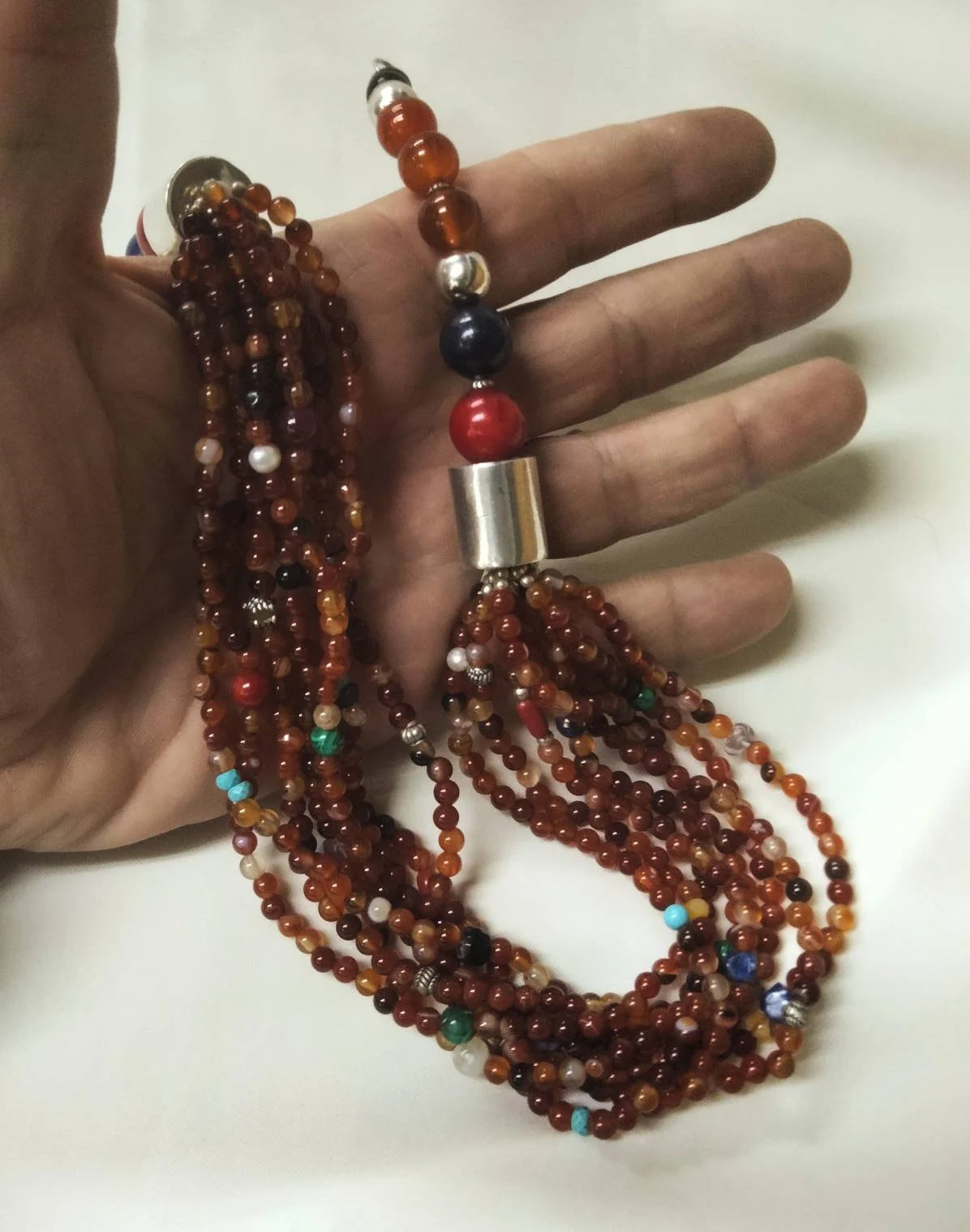 Morocco - Magnificent Multi-Strand Gemstone Necklace, Berber Necklace, Ethnic, Evening Necklace, Agate Necklace, Boho Necklace.