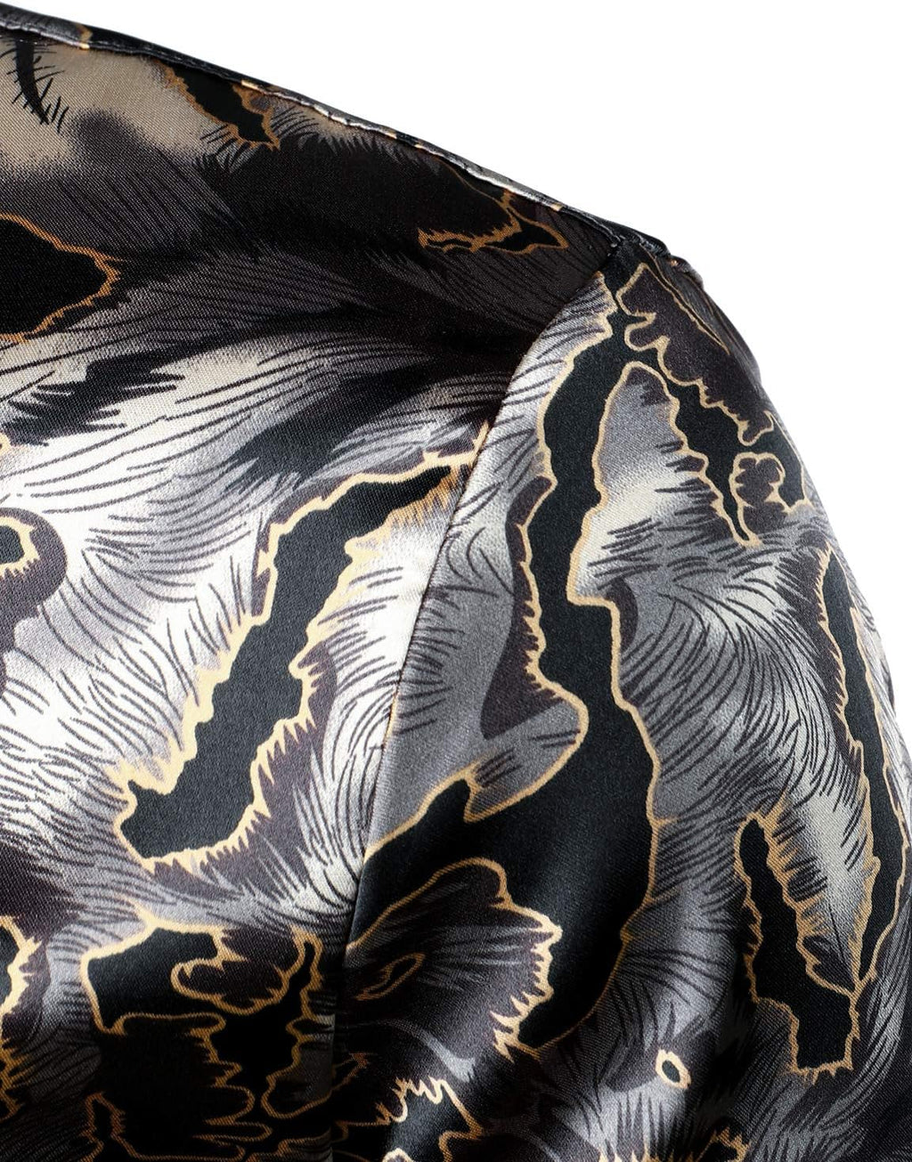 Men'S Printed Design Satin Button up Dress Shirt
