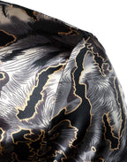 Men'S Printed Design Satin Button up Dress Shirt