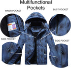 Men'S Ski Jacket Warm Winter Waterproof Windbreaker Hooded Raincoat Snowboarding Jackets