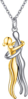 Hug Couple Necklace 925 Sterling Silver Hugging Couples Pendant Jewelry Gifts