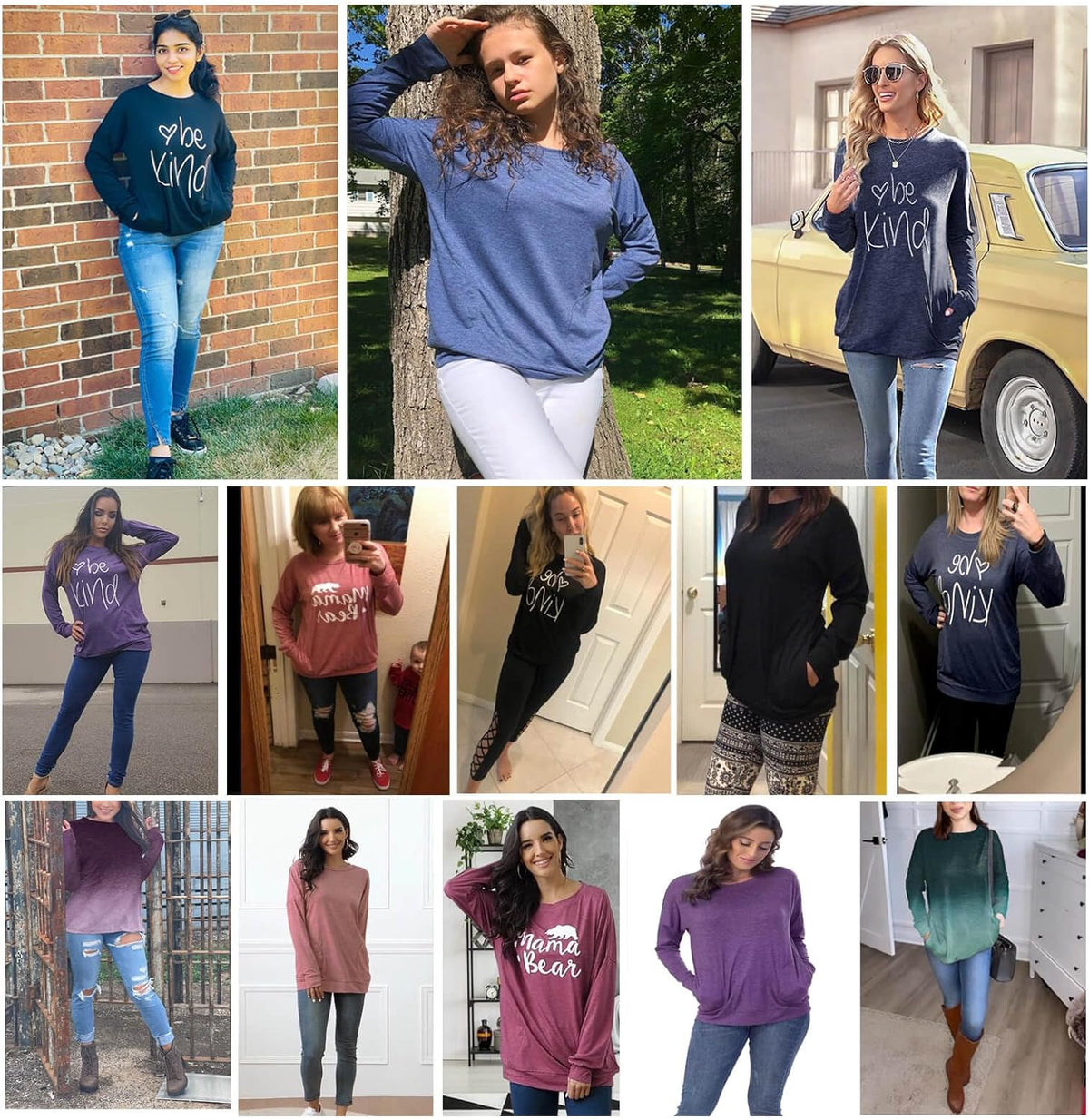 Womens Crewneck Sweatshirt Casual Loose Fit Tops Long Sleeve Shirts